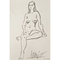 "Обнажённая сидящая" набросок а4