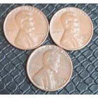 1 цент 1955.1956.1957  все D США