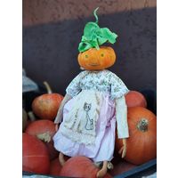Тыковка куколка ручной работы из текстиля высота 45см голова поворачивается