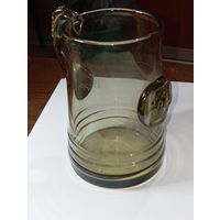 Пивная Кружка ( Бокал  ) , зелёное стекло и печать из серии спорт ( Бег ) . Редкий .