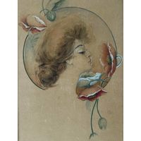Картина Ар-нуво Модерн Art Nouveau США оригинал 20е 42х26см