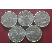 25 центов (квотер) 2001 Р США С.Каролина. Кентукки. Род Айленд. Вермонт. Нью Йорк