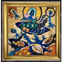 Кищенко А.М;97,5/97,5см;Каталожная работа"Натюрморт в пространстве"120/120см,а ее авторский вариант,находящийся у нас в галерее 97,5х97,5 см;ДВП/масло