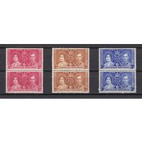 138.BrKS. Великобритания. Колонии.  Бечуаналенд. Коронация Георга VI и Елизаветы. 1937 г. Полная серия. Пары. Mi.##98-100. MNH.