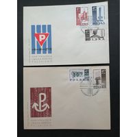 Польша 1968 Два КПД с полной серией марок "Памятники в Польше жертвам Второй мировой войны" (спецгашение) Mi.1885-1889 каталог 0.70 евро