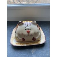 Масленка керамическая рыжий кот