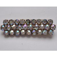 Брошь планка Aurora Borealis, кристаллы. 70-е годы, Чехословакия