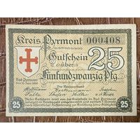 Нотгельд , 25 пфеннигов, ,Бад-Пирмонт 1919 год. Веймарская республика