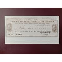 Италия Банковский чек 50 лир 1977 UNC