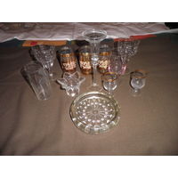 Посуда из СССР,стекло,хрусталь,подсвечники,пепе льница,стаканы,фужеры,рюмки 12 предметов.С рубля.