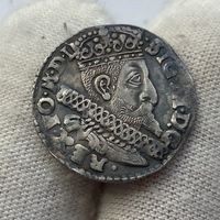 Трояк, 3 гроша 1598 г., Быдгощ, Сигизмунд III. Блеск, рельеф, прочекан, патина!