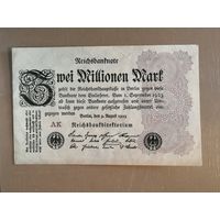 Германия 2 миллиона марок 1923 год, 9. авг 1923. (Тип 2) Ro.103a DEU-116, в/з Hakenstern