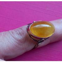 Кольцо СССР Серебро 875 Янтарь Звезда