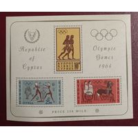 Кипр** блок 1964 Олимпиада в Токио без наклеек и их следов