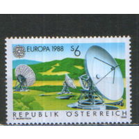 Полная серия из 1 марки 1988г. Австрия "СЕРТ. Средства транспорта и связи. Телекоммуникационный центр Афленц" MNH