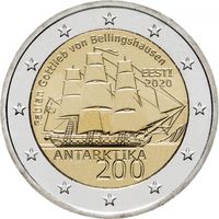 Эстония 2 евро, 2020 200 лет открытию Антарктиды UNC
