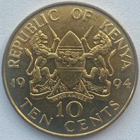Кения 10 центов 1994 г. Редкая