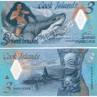 Острова Кука 3 доллара 2021 год  (серия AA) UNC  полимер