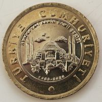 Турция 1 лира 2020 год "Большая мечеть Айя-София"