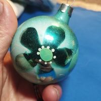 Елочная новогодняя игрушка СССР Шар с цветком