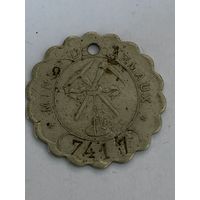 Жетон шахтера, горнодобывающая компания Carmaux, 1900 г. Франция