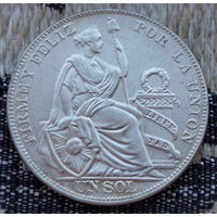 Перу 1 соль 1934 года. Серебро 900. Сторгуй за свою цену, предложи обмен! Y75
