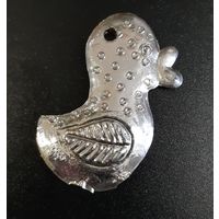 Ёлочная игрушка Уточка серебряная, пластик. СССР