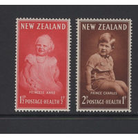 Новая Зеландия 1952** Королевские дети Принцесса Анна и принц Чарльз SG#710-711