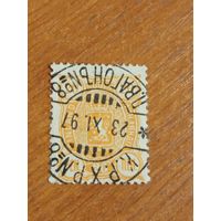 1889 Царская Россия Великое княжество Финляндское Мих 30  зуб 14 на 13 почтовый вагон # 8 Гельсингфорс - Выборг  поезд железная дорога редкость герб (3-3)