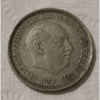 Испания 25 песет, 1957 (58 внутри звезды) (2-15-219)