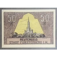 Банкнота 50 пфенниг 1922 год. ФЮРСТЕНБЕРГ. Веймарская республика