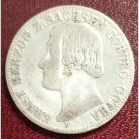 Саксен-Кобург-Гота 1/6 талера 1845. Нечастая