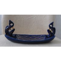 Все лоты с рубля.Лоток для ювелирных украшений Ладья,Ильмень-озеро ,Бронницы,з-д Возрождение,СССР,кобальт,позолота