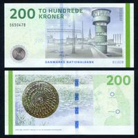 Дания 200 крон 2009 г. (2016 г.) (P-67f(1), UNC) [Rohde - Sorensen]