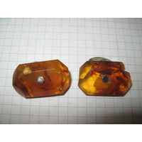 Запонки янтарные на серебре 875 пробы