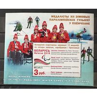 Марка блок медалисты 12 зимних паролимпийских игр беларусь 2018