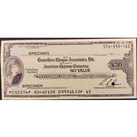 50 фунтов стерлингов. Дорожный чек. American Express Company. Образец. США. Unc.