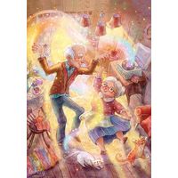 Открытка почтовая. Дедушка. Бабушка. Праздник. День рождения. Танцы. С юбилеем свадьбы! Худож. А.Столбова (чистая)