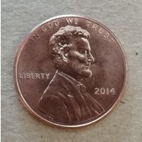 США 1 цент, 2014 г., Цент Линкольна без отметки МД, KM# 468, ю