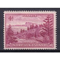 286.BrK. Великобритания. Колонии. Норфолк. Местные мотивы. Залив Болл. 1947 г. 4d. Mi.#8x.