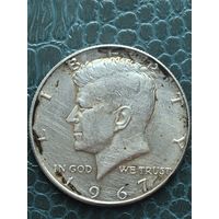 Пол доллара квотер 1967 серебро