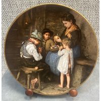 Фарфоровая настенная тарелка Bareuther Германия. Самые красивые семейные портреты Франца фон Дефреггера. О разделении. 20 см. 1990 год.